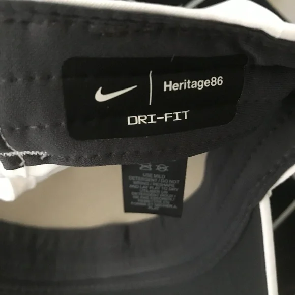 Nike Men's White/Black Logo Adjustable Poly Cap Athletic Hat Streetwear Sporty - Picture 8 of 9